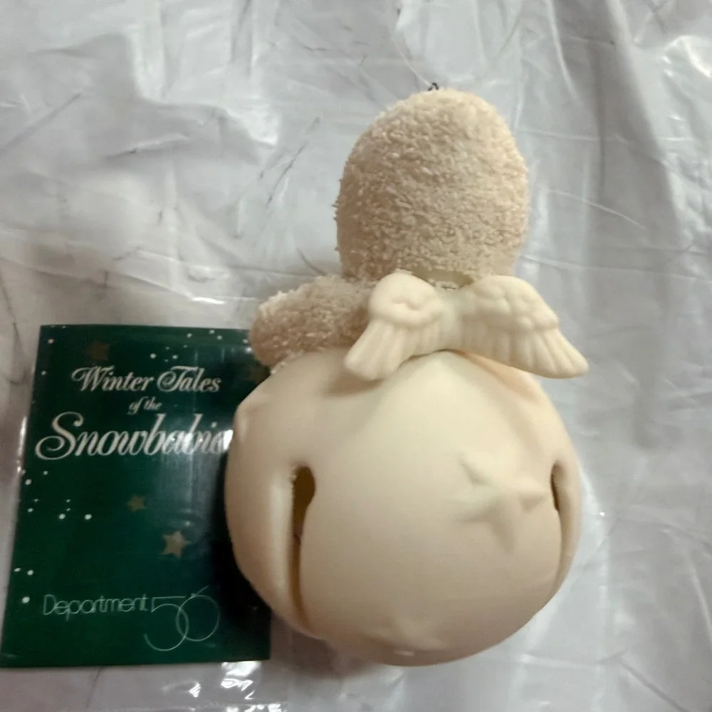 Department 56 Snowbabies Winter Tales Jingle Bell Snowbaby Ornament Bisque 3in